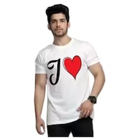 Picture of Men's J Heart Printed Half Sleeves T-shirt, MFB0937124, White