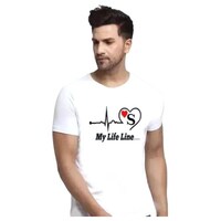 Picture of Men's My Life Line S Printed Half Sleeves T-shirt, MFB0937117, White