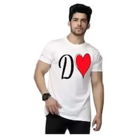 Picture of Men's D Heart Printed Half Sleeves T-shirt, MFB0937126, White