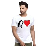 Picture of Men's Q Heart Printed Half Sleeves T-shirt, MFB0937132, White