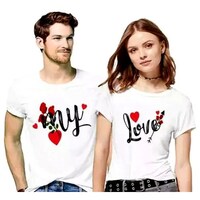 Picture of Men's & Women's My Love Printed Couple T-shirt, MFB0937161, White, Set of 2