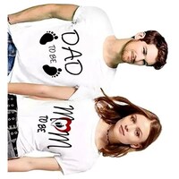 Picture of Men's & Women's Dad To Be & Mom To Be Printed Couple T-shirt, MFB0937170, White, Set of 2