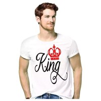 Picture of Men's & Women's Crown King & Queen Printed Couple T-shirt, MFB0937164, White, Set of 2