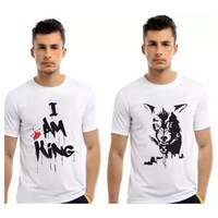Picture of Men's Printed Half Sleeves T-shirt, MFB0937773, White, Set of 2