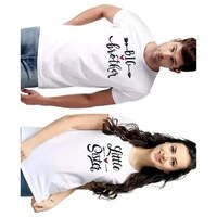 Picture of Men's & Women's Big Brother & Little Sister Printed Couple T-shirt, White, Set of 2