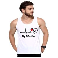 Picture of Men's My Life Line N Printed Sleeveless Vest, MFB0937181, White