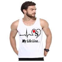 Picture of Men's My Life Line S Printed Sleeveless Vest, MFB0937185, White