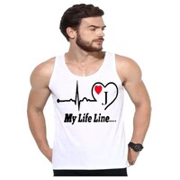 Picture of Men's My Life Line J Printed Sleeveless Vest, MFB0937180, White