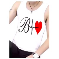 Picture of Men's B Heart Printed Sleeveless Vest, MFB0937950, White