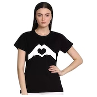 Picture of Women's Love Sign Printed T-shirt, MFB0937959, Black