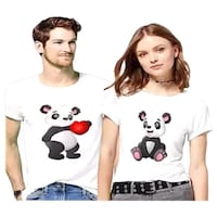 Picture of Men's & Women's Panda Love Printed Couple T-shirt, MFB0937918, White, Set of 2