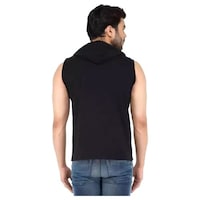 Picture of Men's Mask Printed & Solid Sleeveless Hoodie, MFB0937930, Black, Set of 2