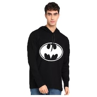 Men's Batman Logo Printed Sweatshirt, MFB0938188, Black