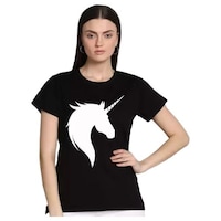 Picture of Women's Unicorn Printed T-shirt, MFB0937952, Black