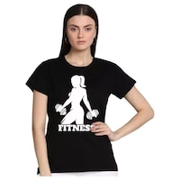 Picture of Women's Fitness Printed T-shirt, MFB0937954, Black