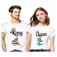 Picture of Men's & Women's Aladin King Queen Printed Couple T-shirt, MFB0937960, White, Set of 2