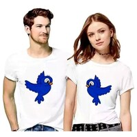 Picture of Men's & Women's Birds Printed Couple T-shirt, MFB09382008, White, Set of 2