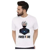Men's Free Fire Printed T-shirt, MFB0938187, White