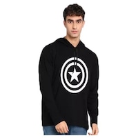 Men's Captain America Logo Printed Sweatshirt, MFB0938189, Black