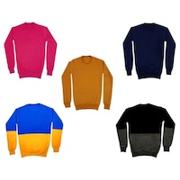 Kavya Boy's Solid Sweatshirt, MFB09382035, Multicolour, Set of 5