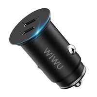Picture of Wiwu PC400 Dual Type-C PD Quick Charge Car Charger, Black