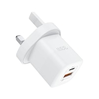 Picture of Wiwu Gan Fast Charger UK USB-C + QC3.0 Power Adapter, 33W - White