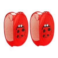 Viyakart Ladybug Printed Laundry Basket, 35x56cm, Red, Set of 2