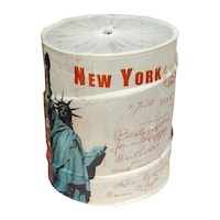 Viyakart New York Printed Top Net Laundry Bag, 38x46cm, Off White