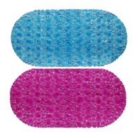 Viyakart Non Slip Oval Bath Mat, 70x38cm, Blue & Pink, Set of 2