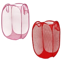 Viyakart Rectangular Foldable Laundry Bag, 36x58cm, Pink & Red, Set of 2