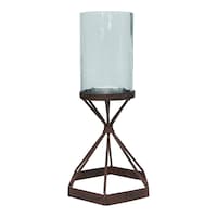 Picture of Heritage Touch Rust Knot Candle Holder with Glass, 36 x 17cm, Clear & Bronze