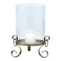 Picture of Heritage Touch Antique Brass Candle Holder with Glass, Clear & Gold