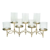 Heritage Touch Brass Candle Holder with 7 Glass Holders, Clear & Gold
