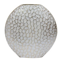 Picture of Heritage Touch Flower Vase with Shell White Enamel, White & Gold