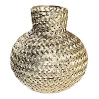 Picture of Heritage Touch Weaved Decorative Flower Vase, 10 x 10.2cm, Gold