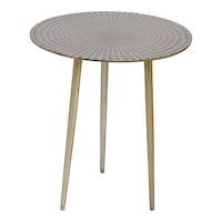 Heritage Touch 3-Legged Side Table with White Enamel, White & Gold