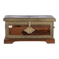 Heritage Touch Sheesham Wood Chest Box, 105 x 50cm, Gold & Brown