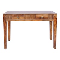 Picture of Heritage Touch Solid Wood Console Table with 2 Drawers, Brown