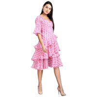 Picture of NIIBHZ Women's Printed Frill Wrap Around Dress, NIBZ0933358, Pink