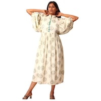 NIIBHZ Women's Printed Dress, NIBZ0933366, Off White
