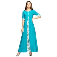 Picture of NIIBHZ Women's Solid and Floral Printed Jacket Attached Long Dress, NIBZ0933370