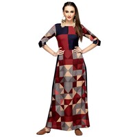 NIIBHZ Women's Box Patterned Long Dress, NIBZ0933417, Multicolour