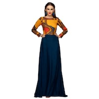 NIIBHZ Women's Abstract Printed Long Dress, NIBZ0933426, Multicolour
