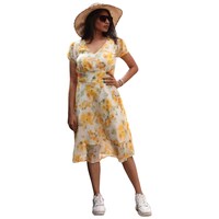 NIIBHZ Women's Floral Printed Dress, NIBZ0933383, White & Yellow