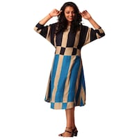 NIIBHZ Women's Striped A-line Dress, NIBZ0933385, Multicolour