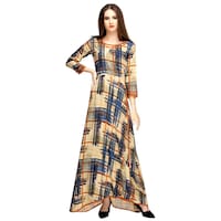 Picture of NIIBHZ Women's Printed Over Lapping Dress, NIBZ0933407, Blue & Beige