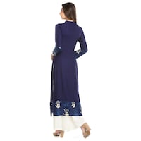 Picture of NIIBHZ Women's Solid with Hand Printed Border Kurta with Palazzo Set, NIBZ0933433, Set of 2