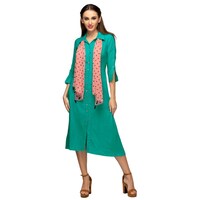 Picture of NIIBHZ Women's Solid Shirt Dress with Wooden Buttons, NIBZ0933413