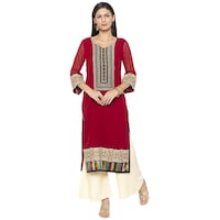 Picture of Nikhaar Creations Georgette Embroidered Pentagon Neck Straight Kurta, FNFINC91015, Multicolor