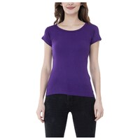 Indiweaves Fashions Women's Solid Half Sleeves Cotton T-Shirt & Printed Shorts Set, Violet, Yellow